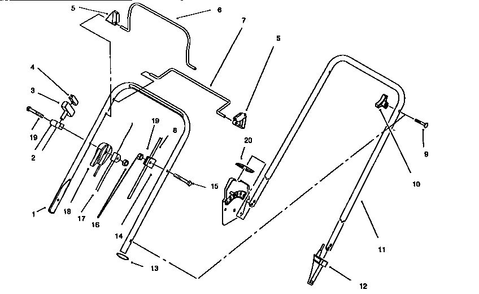 Handle Assembly Diagram and Parts List for 10302 6900001 AND UP Lawn Boy Lawn Mower